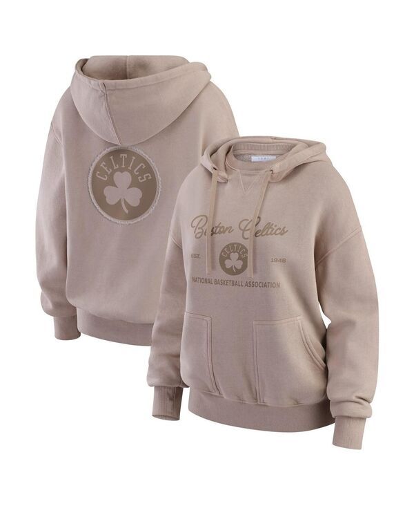 ウェア バイ エリン アンドルーズ レディース アウター パーカー・スウェット クルーネック WEAR by Erin Andrews Womens Tan Boston Celtics Washed