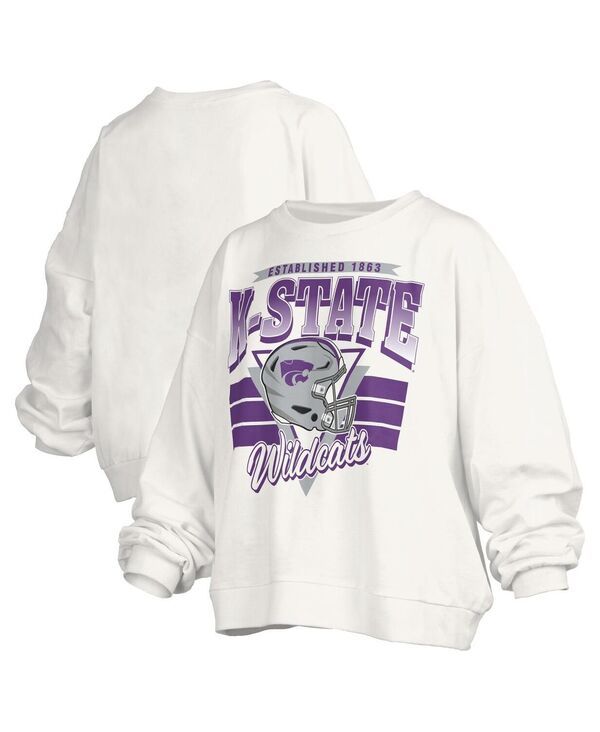 プレスボックス レディース アウター パーカー・スウェット シャツ Pressbox Womens White Kansastate Wildcats Oversized Janice Retro W