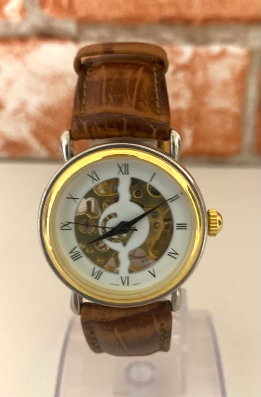 【動作品】両面スケルトン　手巻き　メンズ腕時計　　#180