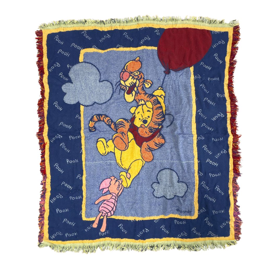 vintageラグ ブランケット マルチカバー タペストリー USA製 ディズニー プーさん ティガー ピグレット Rug Blanket Pooh 3030