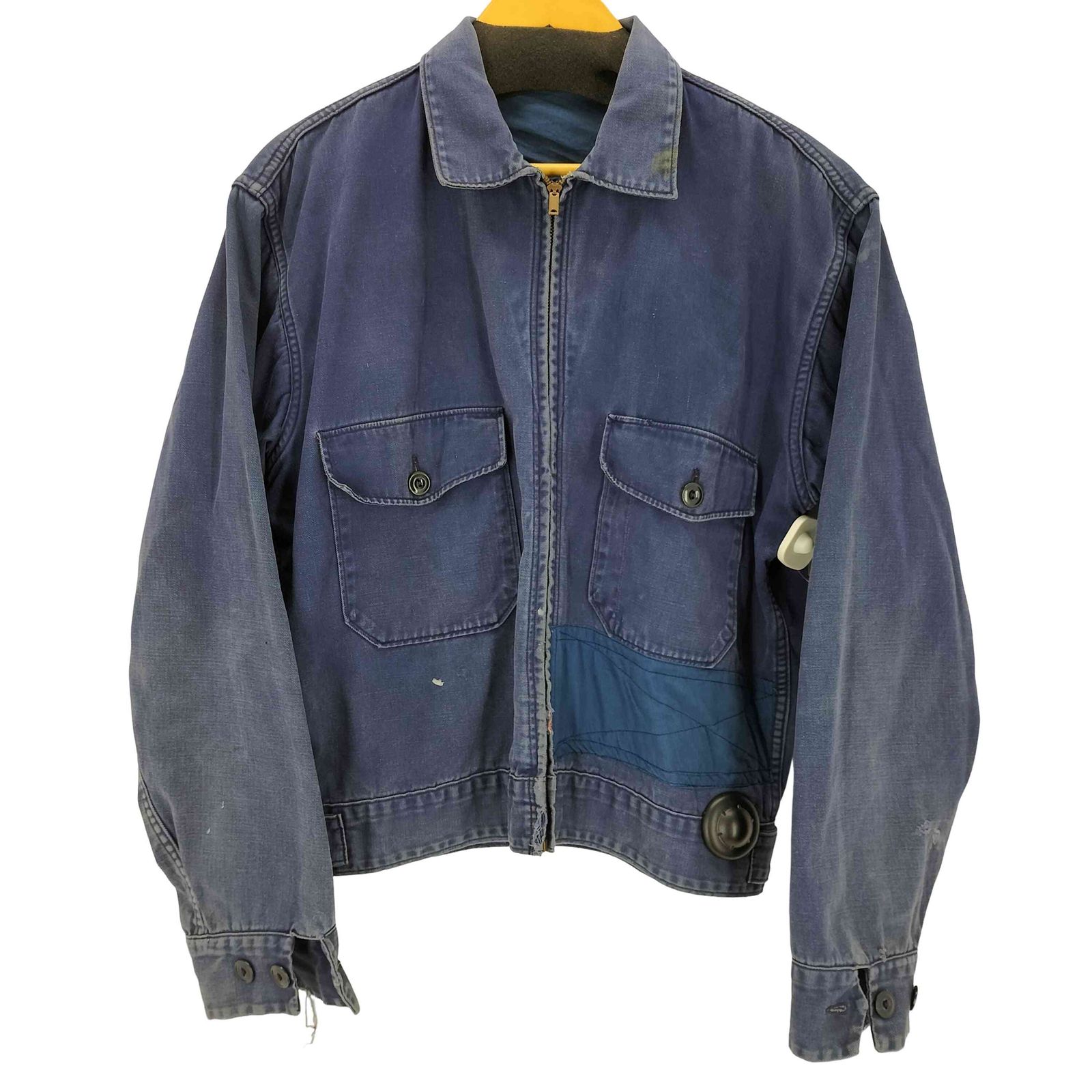 ユーズドフルギ USED古着 50～60s SCOVILL GRIPPER ZIPPER 裏地チェック フレンチワークジャケット メンズ 表記無