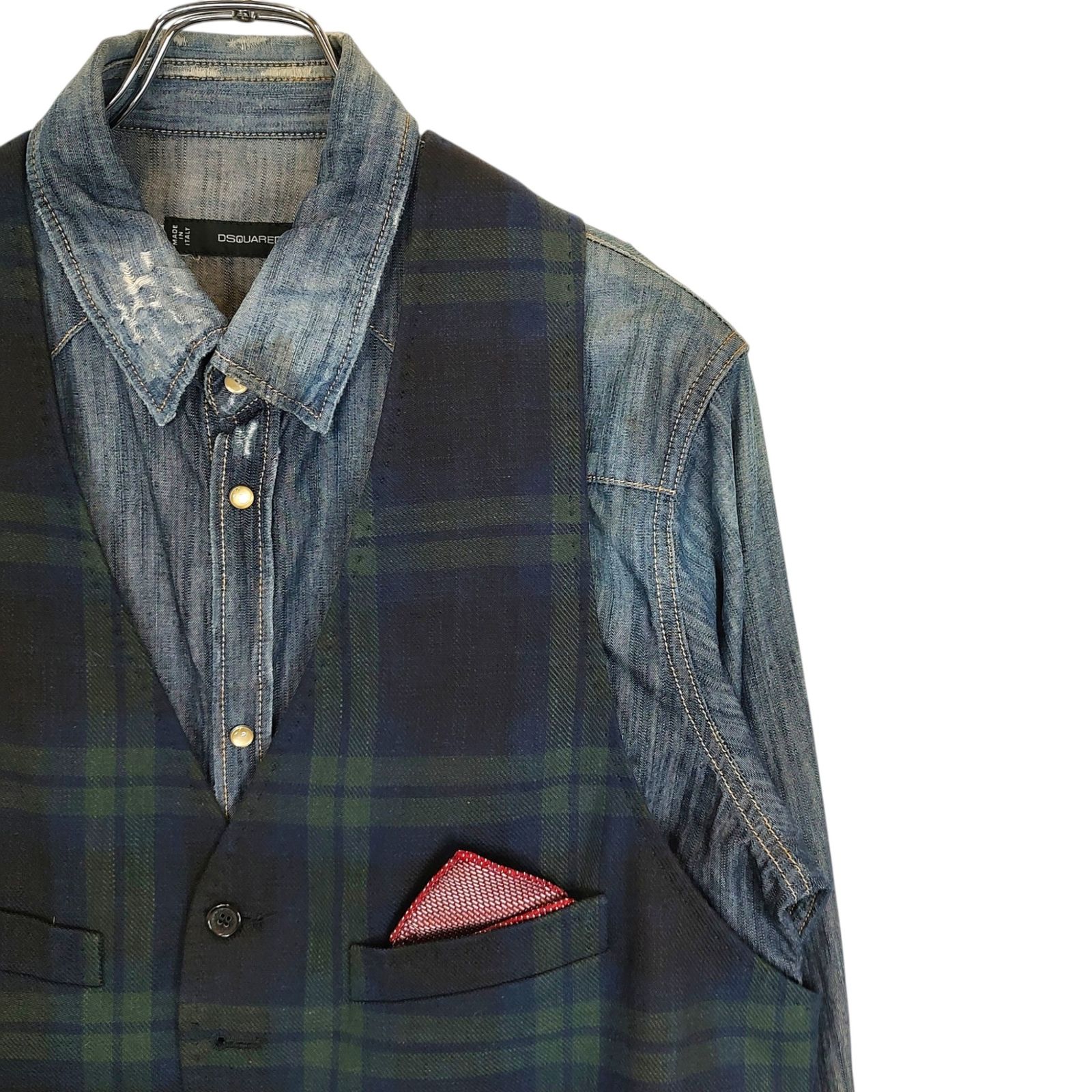 DSQUARED2 ディースクエアード Vintage processed vest docking denim 