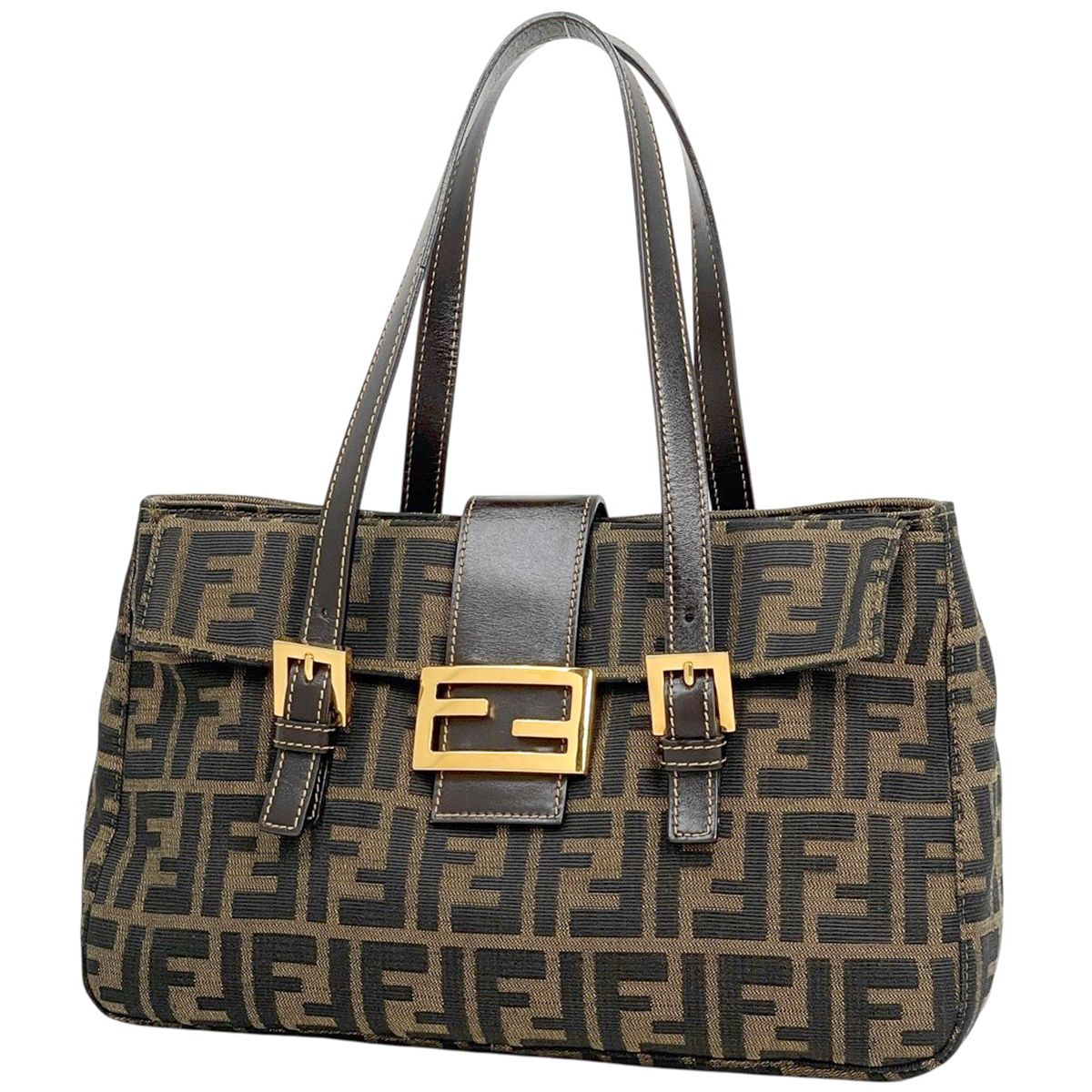 フェンディ FENDI ズッカ柄 ハンドバッグ キャンバス ブラウン 26572 レディース 【中古】