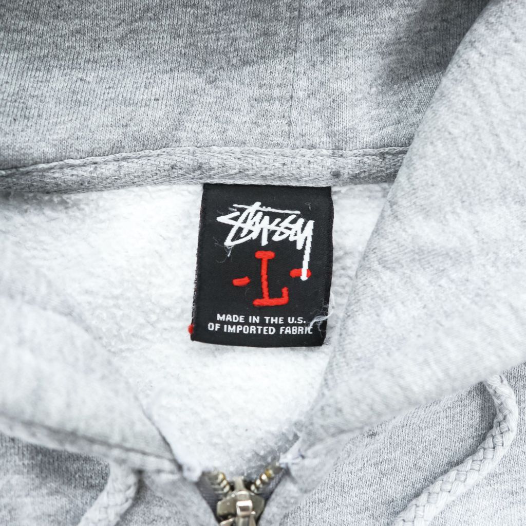 STUSSY 00年代 USA製 ヴィンテージ ジップパーカー L グレー 裏起毛 