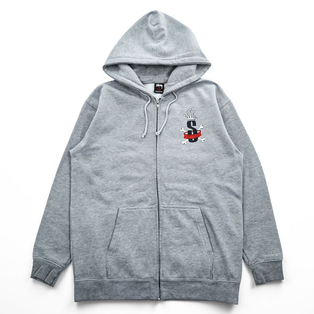 STUSSY 00年代 USA製 ヴィンテージ ジップパーカー L グレー 裏起毛
