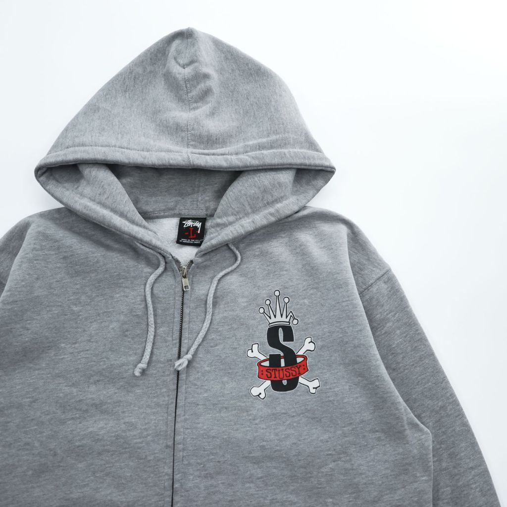 STUSSY 00年代 USA製 ヴィンテージ ジップパーカー L グレー 裏起毛