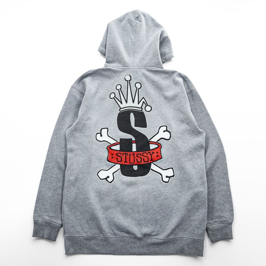 STUSSY 00年代 USA製 ヴィンテージ ジップパーカー L グレー 裏起毛