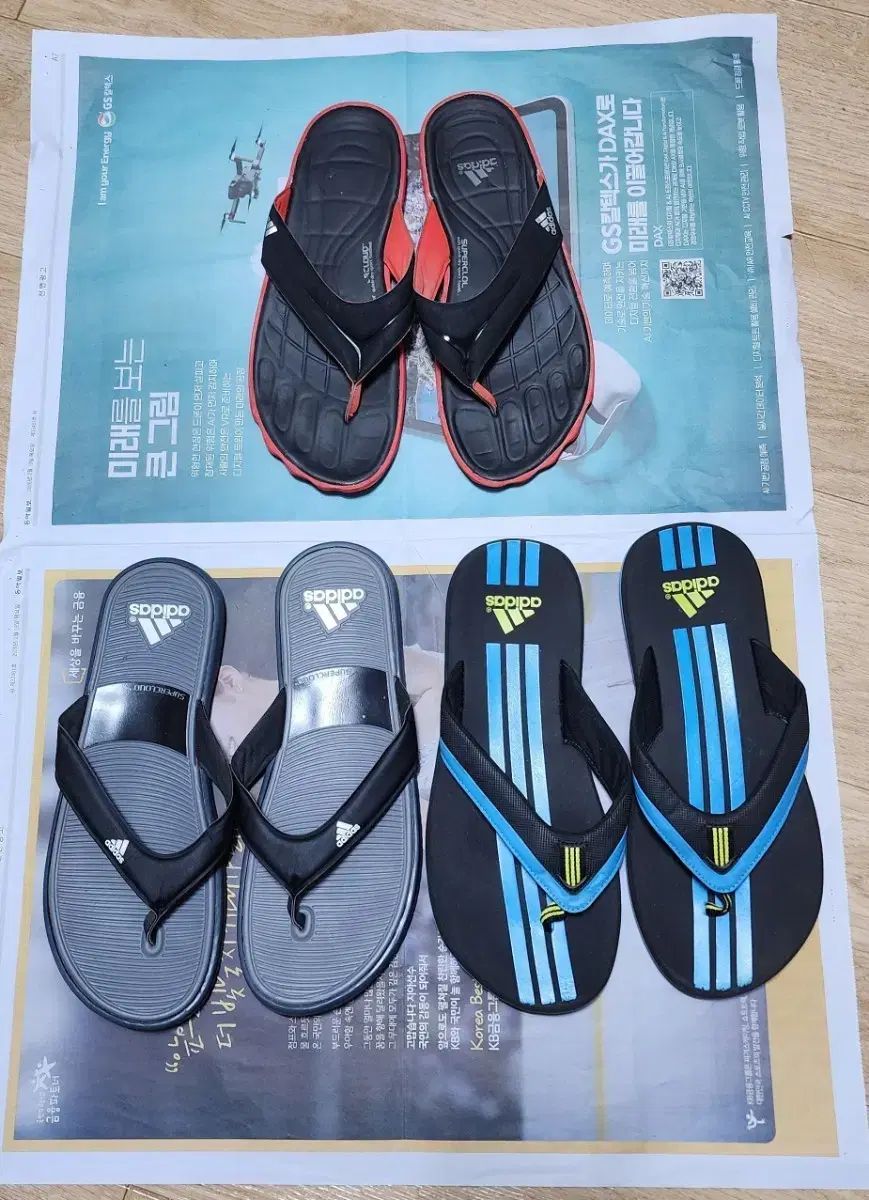275 adidas メンズ ビーチサンダル 3足 まとめ / スリッパ サンダル