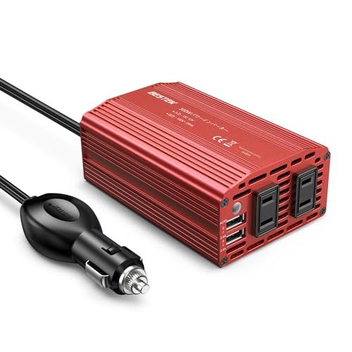 R◆BESTEK インバーター シガーソケット コンセント 300W DC12VをAC100Vに変換 USB2ポート搭載 12V車専用 カーインバーター 車載用インバーター 赤 MRI3010BU-RD 494cbebe