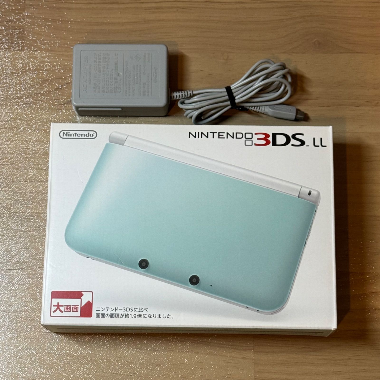 6-077 ニンテンドー3DS LL ミント×ホワイト 箱付き
