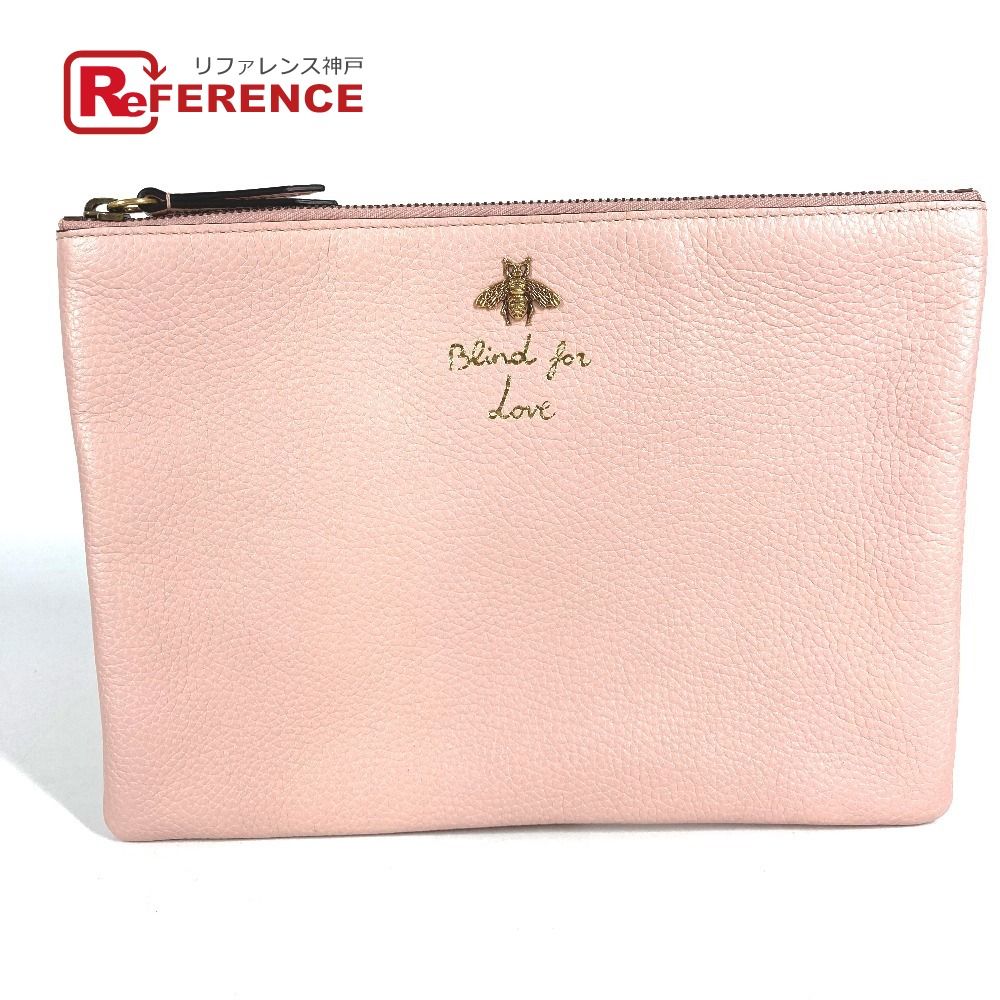 GUCCI グッチ クラッチバッグ ロゴ BEE 460187 レザー ピンク