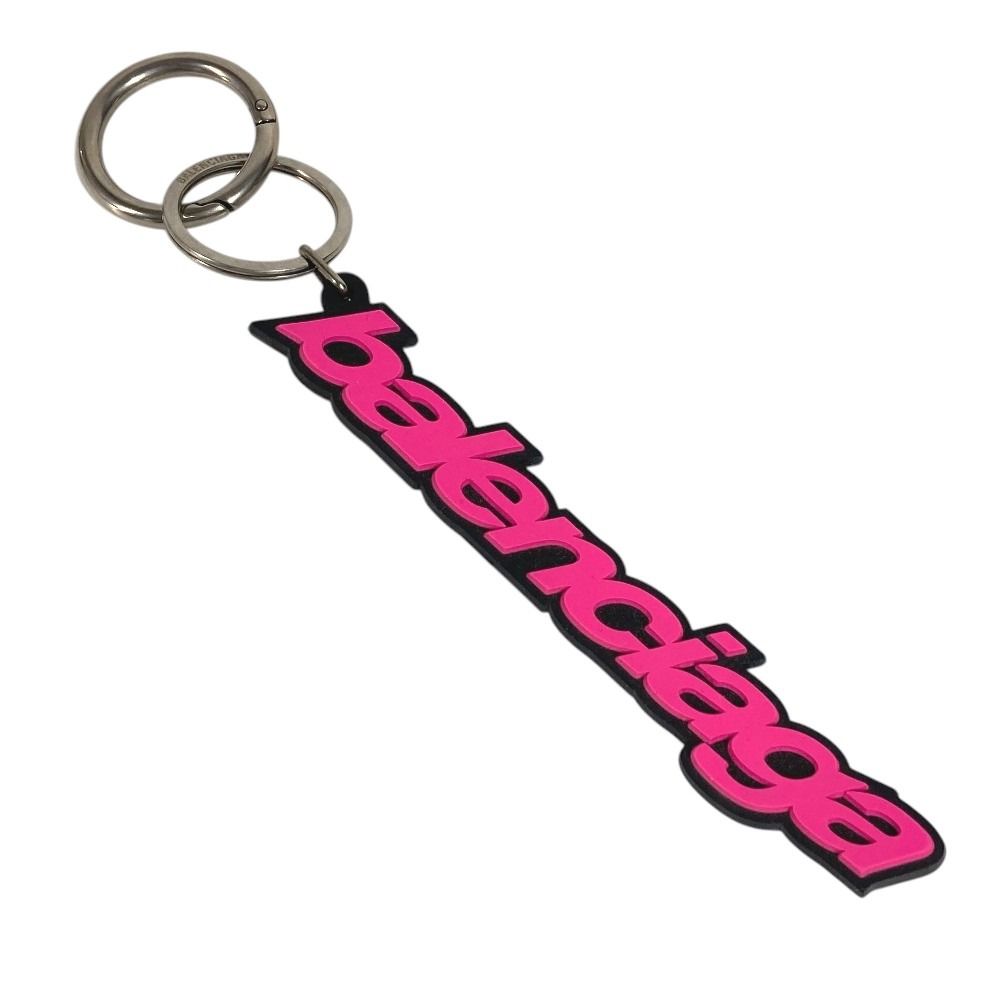 BALENCIAGA バレンシアガ キーホルダー ロゴ ラバー ピンク