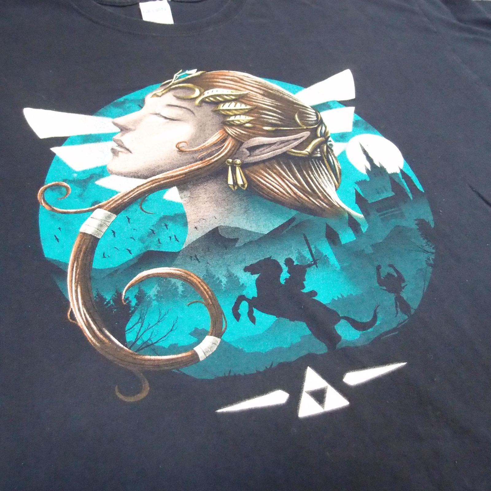 0116 ゼルダの伝説 リンク ゼルダ姫 Tシャツ XL ブラック Nintendo 任天堂