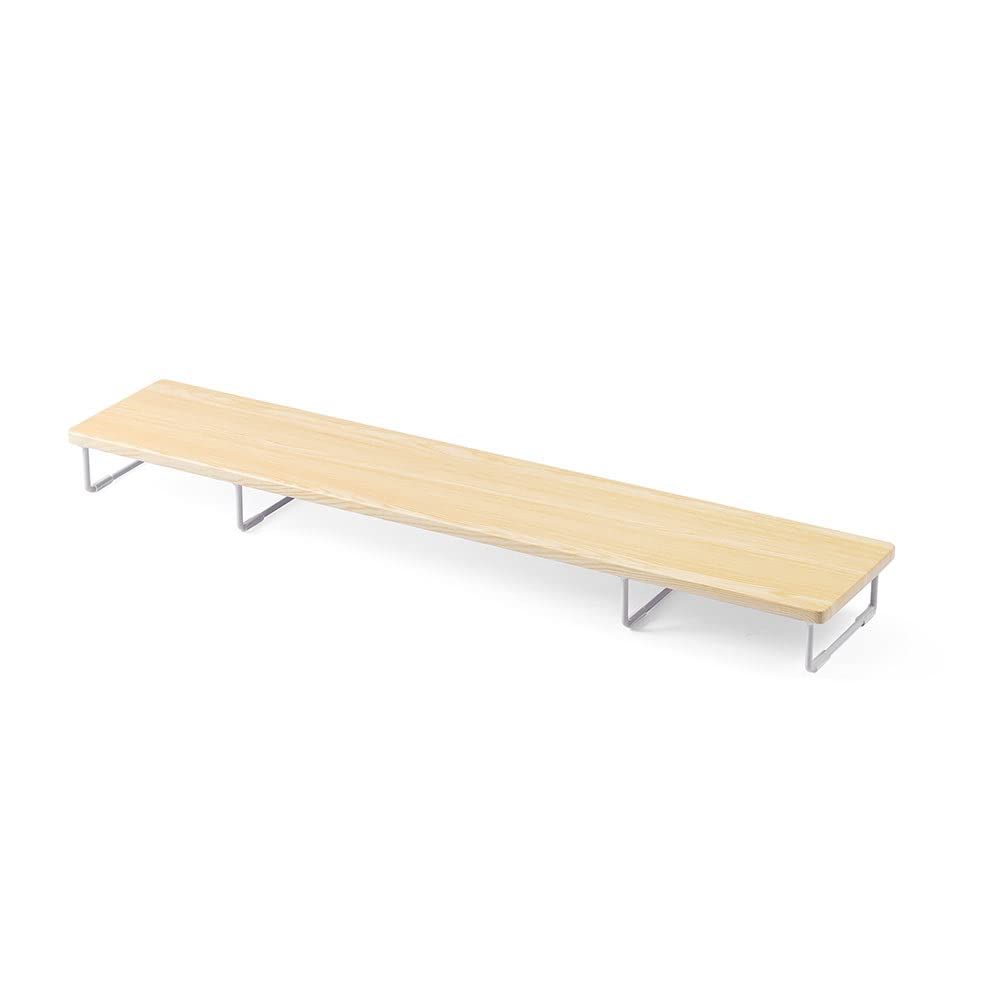 イーサプライ モニター台 パソコン台 机上 卓上 木製 幅100cm 奥行20cm 高さ8.5cm ロング 2画面 キーボード収納 ライトブラウン EEX-DES21LBRｍａ