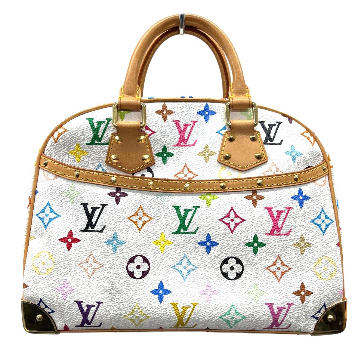 LOUIS VUITTON 美品 ルイヴィトン トゥルーヴィル モノグラムマルチカラー ブロン ハンドバッグ M92663 PVC レザー MI1004 ホワイト 村上隆 Y2K ヴィンテージ LV ヴィトン ABランク 中古 鑑定済