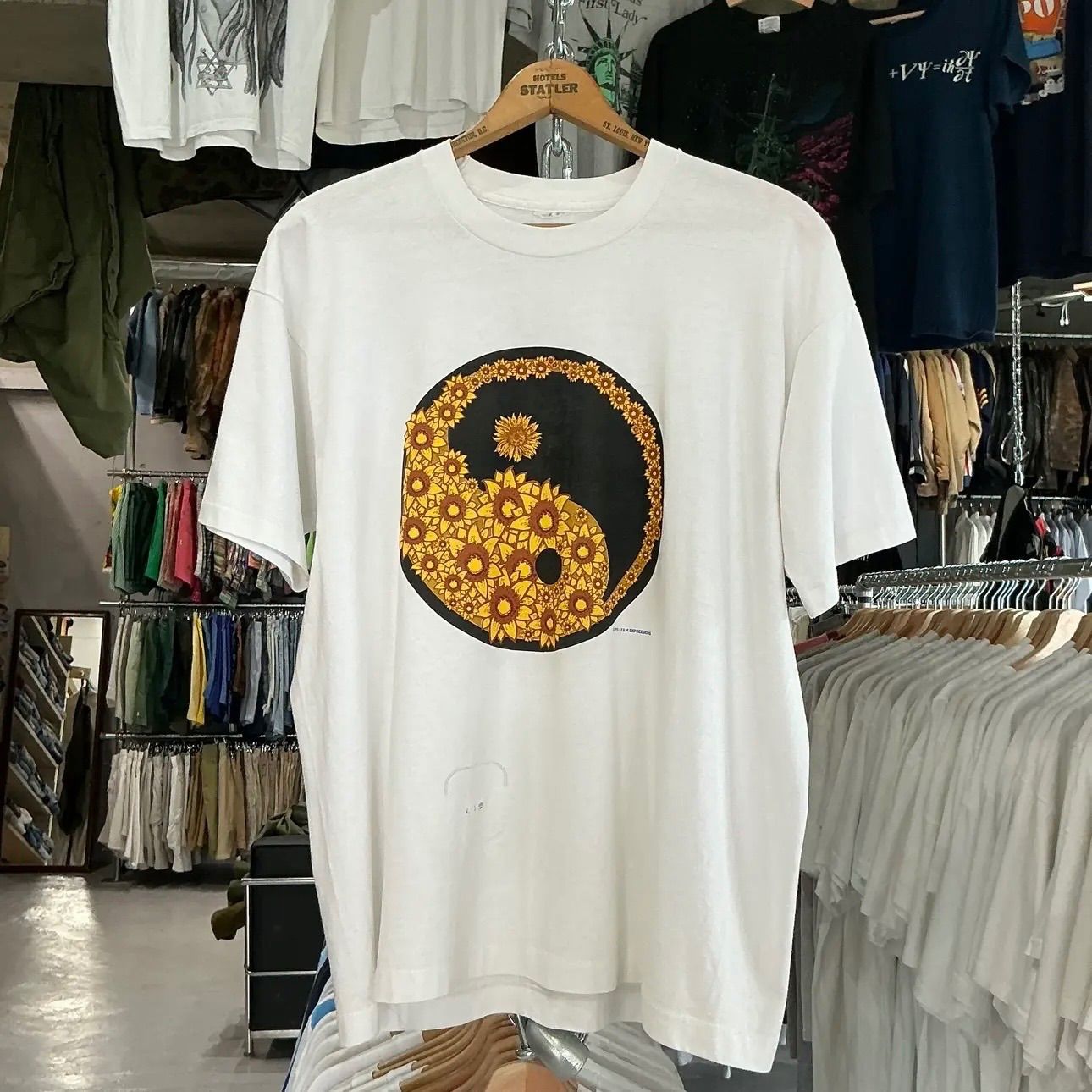 90s Sunflower Yin Yang Tee ひまわり 陰陽 Tシャツ