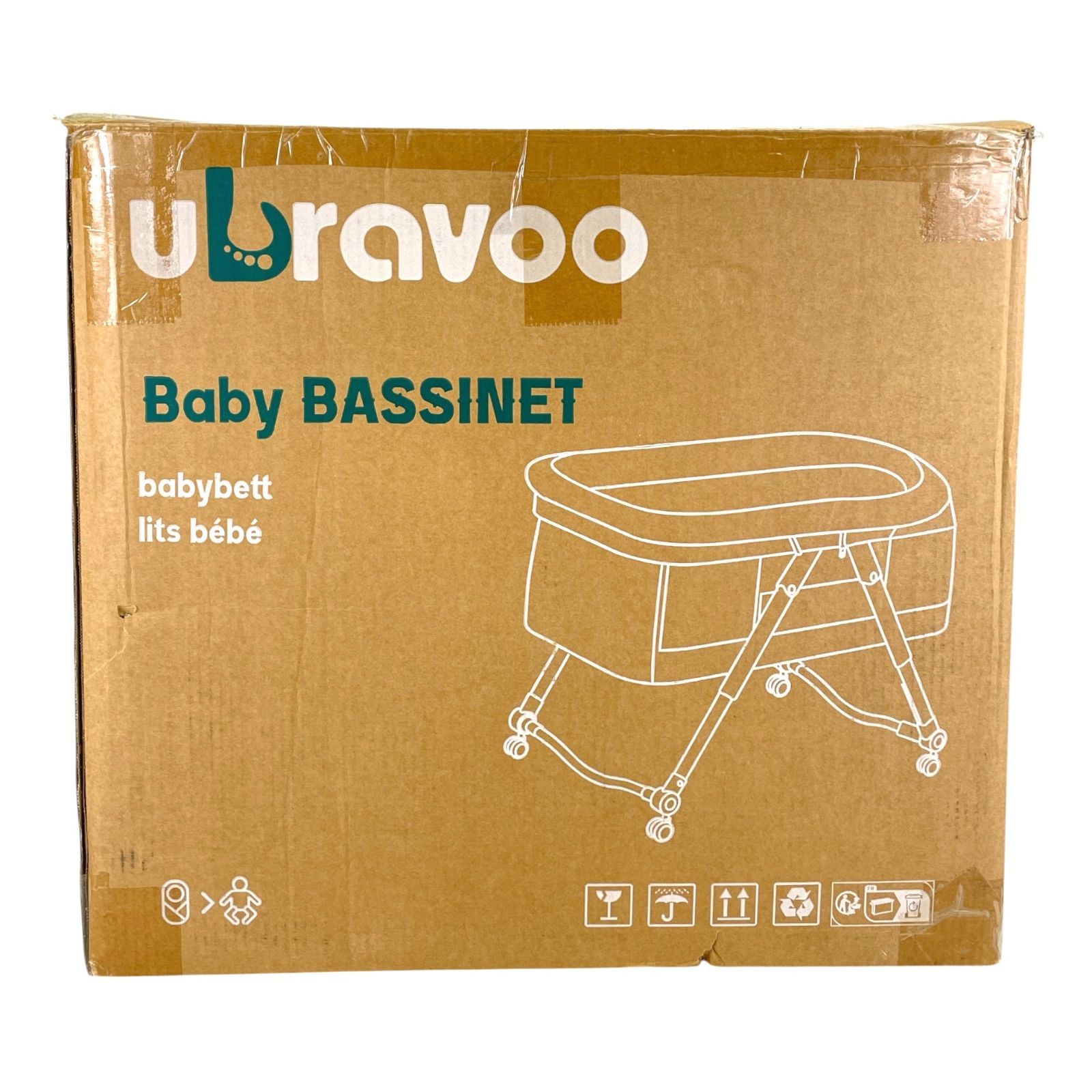 ✨開封のみの未使用品✨uravoo Baby Bassinet ベビーベッド 添い寝ベッド キャスター付 ゆりかご 折りたたみ 新生児 グレー