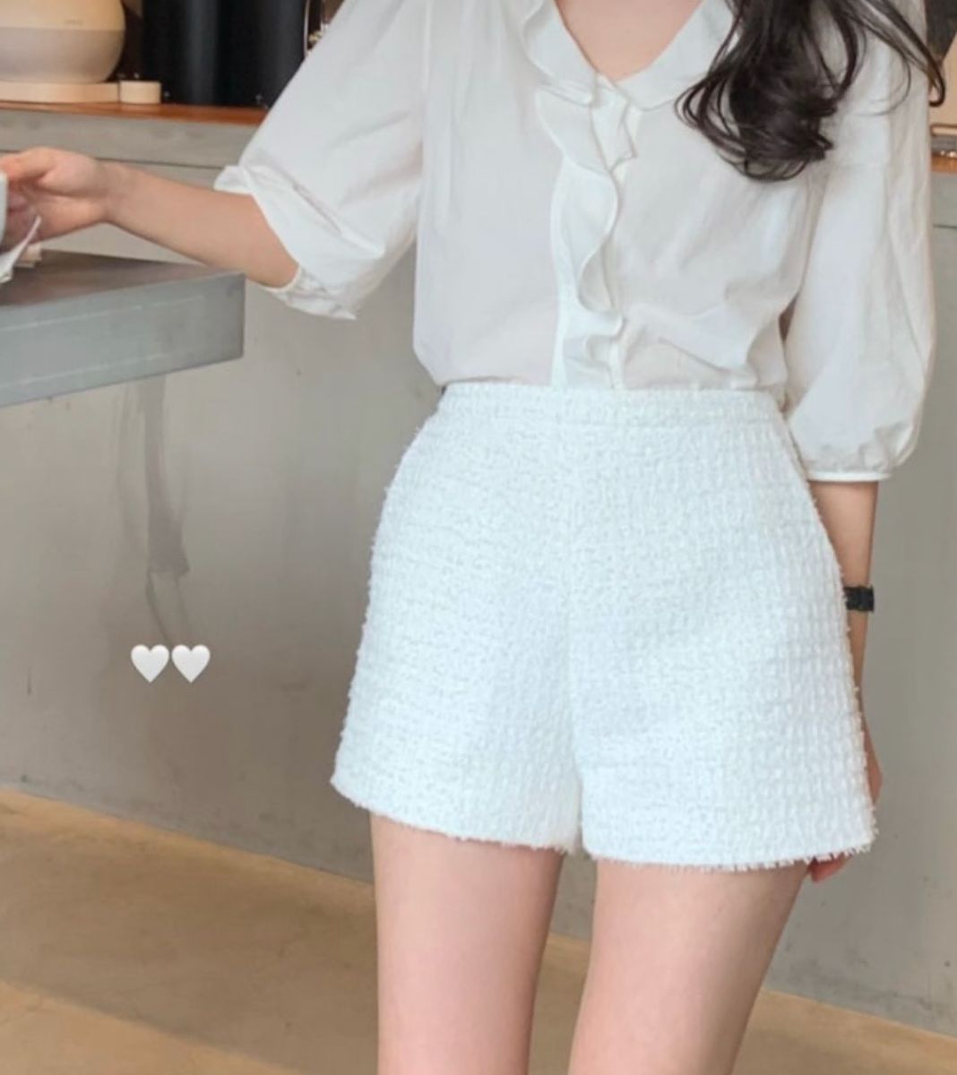 Le Plein ツイード 白 ショーツ (ほぼ新品)