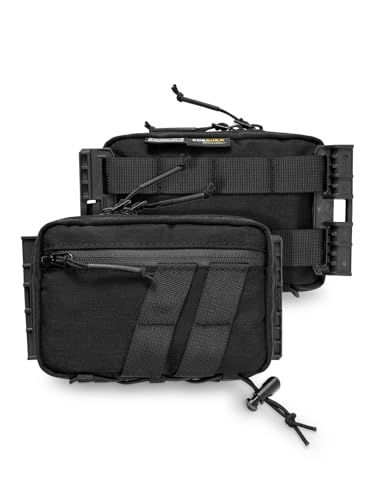 TACTICAL_GEEK Block E6.0 EDCコンパクト ウエストポーチ 伸縮コード付き 実用ポケットオーガナイザー ナイロン製 ダブルジッパーツールポーチ 多用途小型ガジェット整理収納 日常携帯用 （ブラック）送料無料 18950753