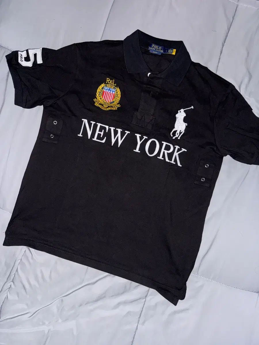 ビックポニー NEW YORK 半袖 カラーTシャツ ブラック