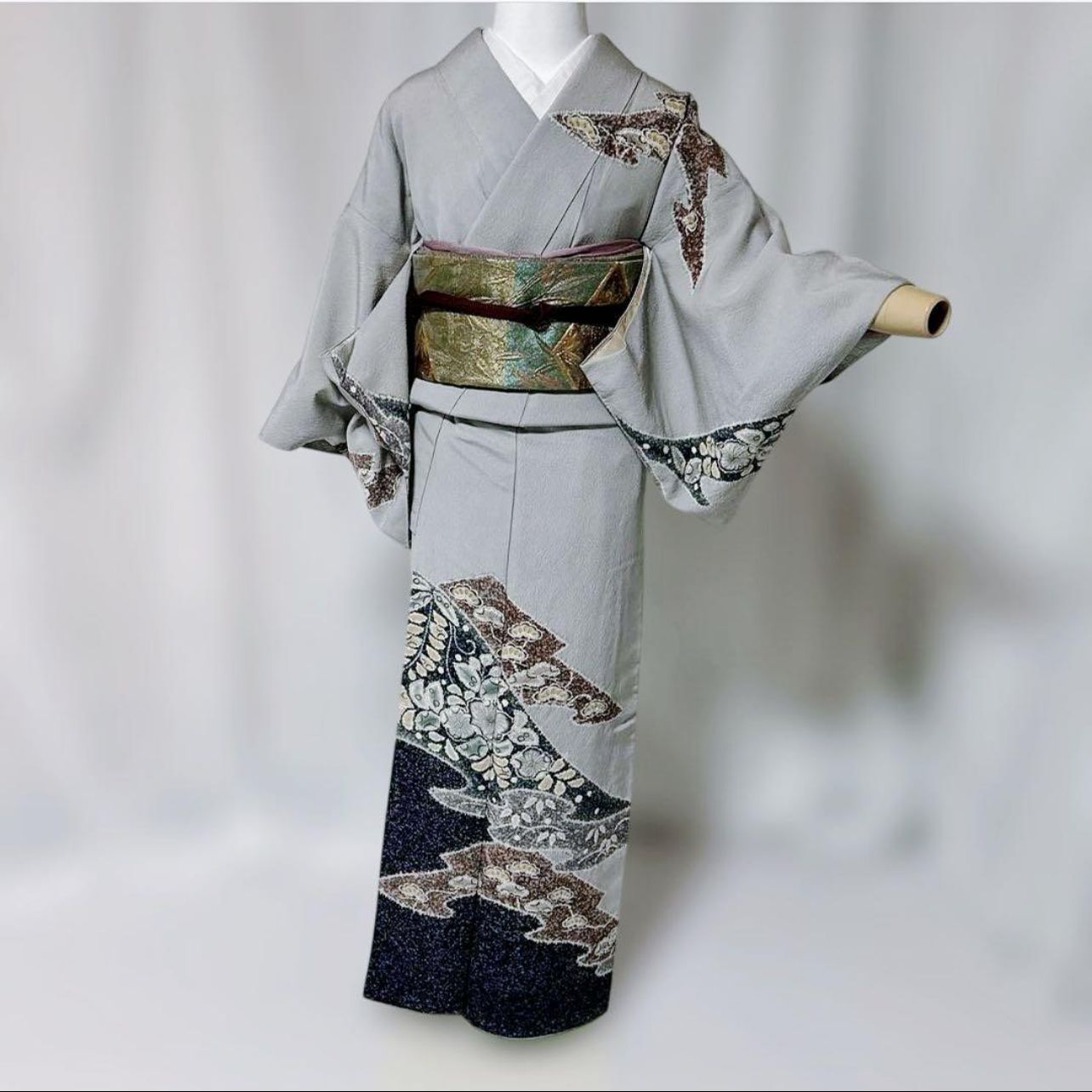 美品　正絹　訪問着　フルセット　裄66 67　結婚式　七五三　辻ヶ花　M ワイン 正絹】辻が花 訪問着 フルセット 卒業式 入学式 結婚式 お宮参り