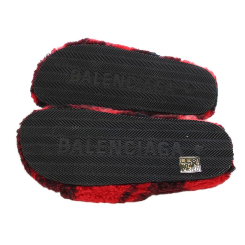 バレンシアガ BALENCIAGA ファースライド スリッパ サンダル ボア