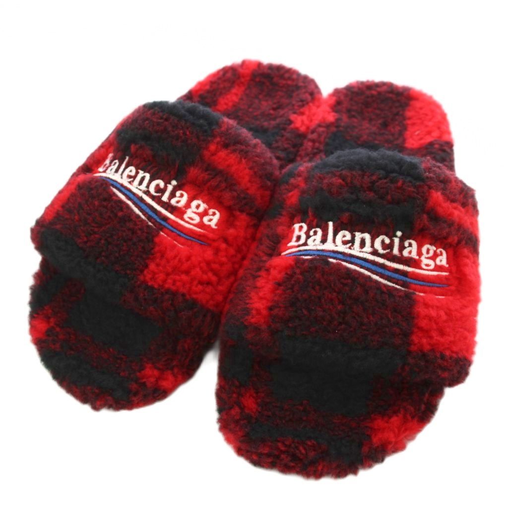 バレンシアガ BALENCIAGA ファースライド スリッパ サンダル ボア