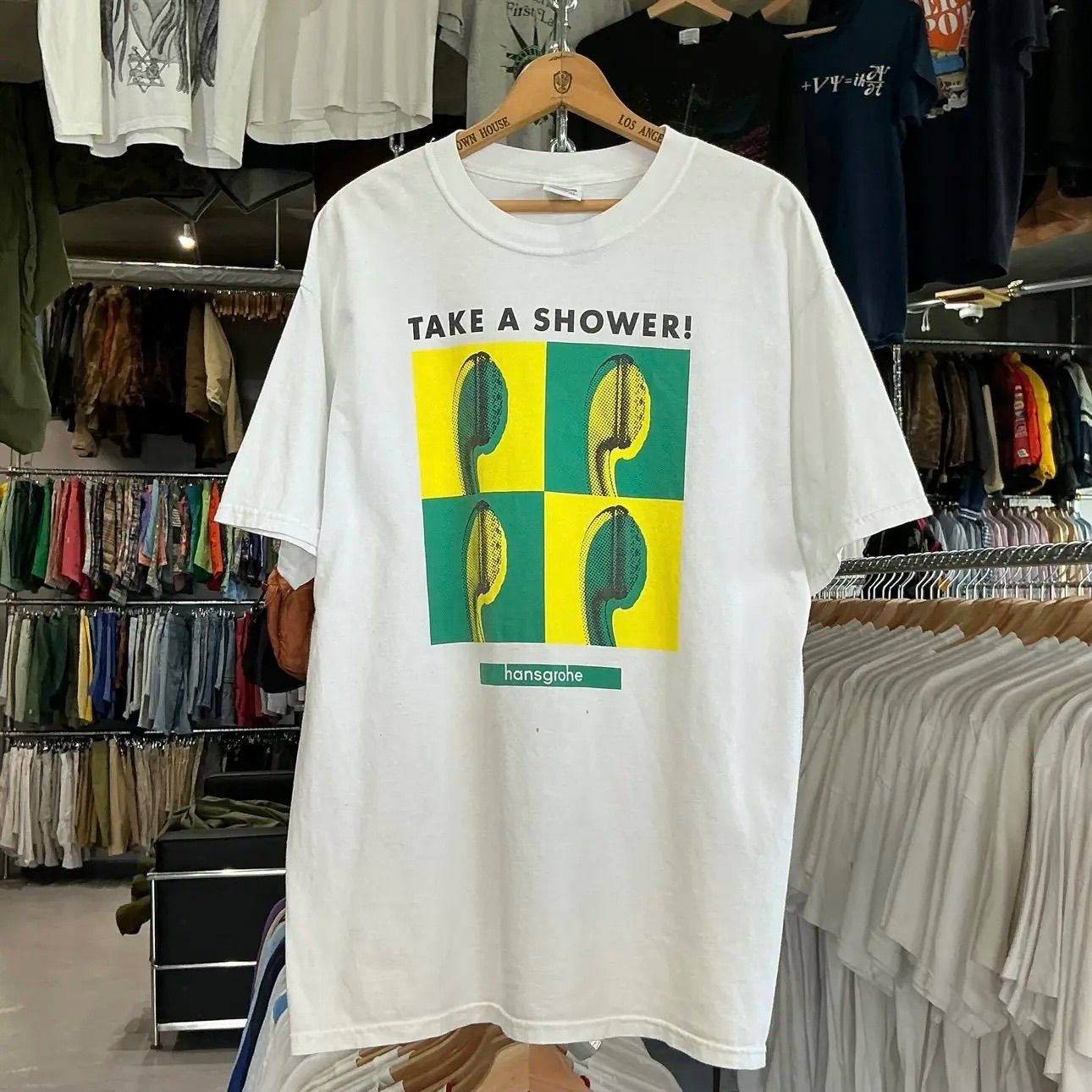 90s Cotton Deluxe Take a Shower Tee アート Tシャツ