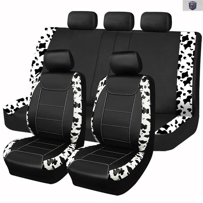 キングカウプリントレザーシートカバー、ほとんどの乗用車、SUV、トラック、バン用シートカバー、車内装飾
