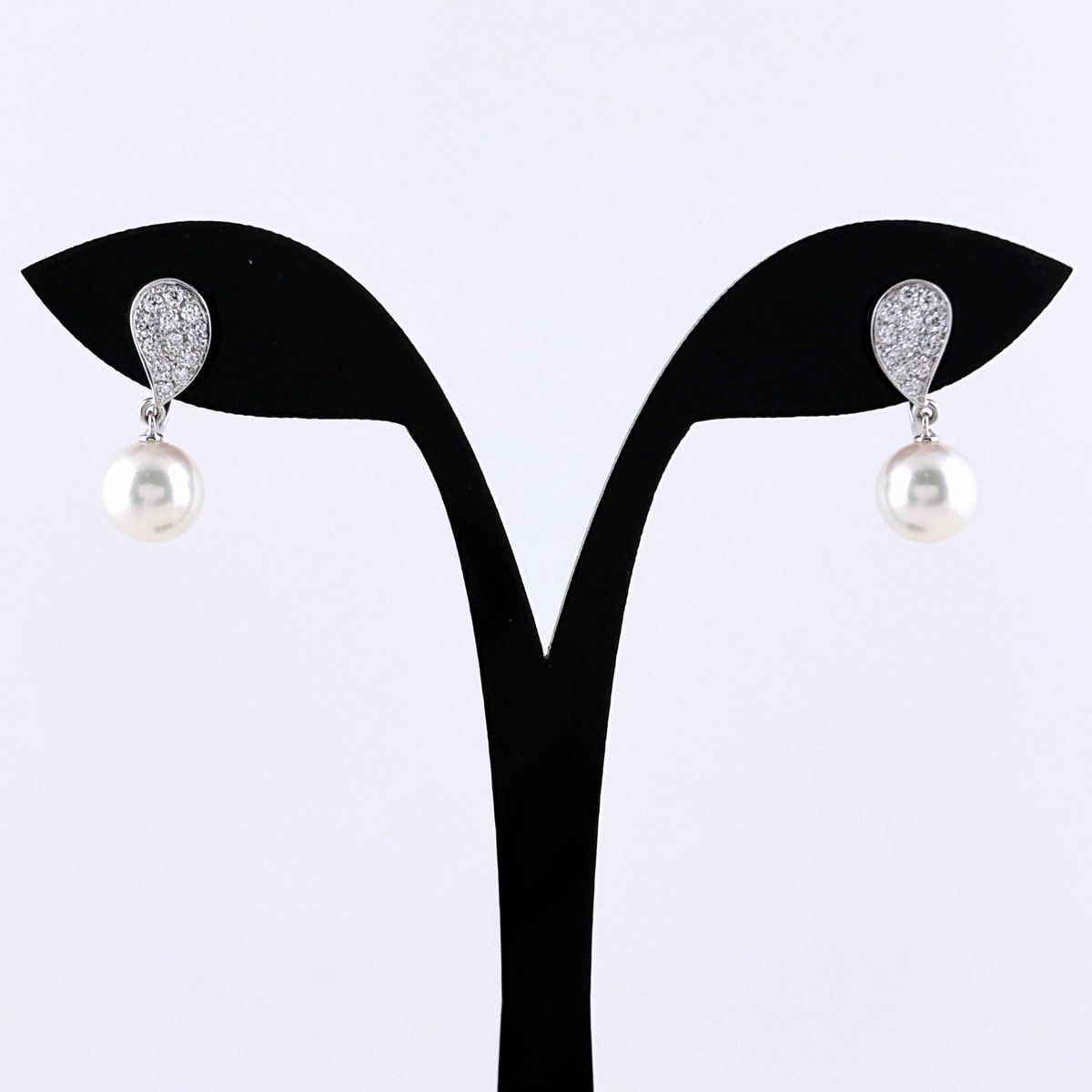 ミキモト MIKIMOTO パール イヤリング メレダイヤ 真珠 イヤリング K18 パール ダイヤモンド レディース 【中古】