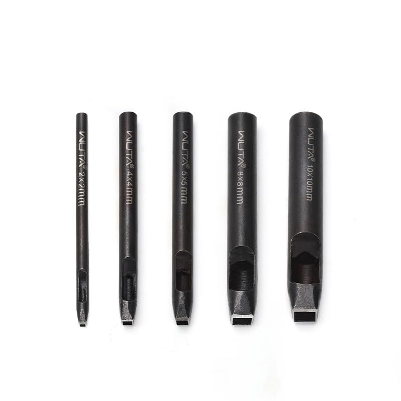 WUTA 5 セット 正方形 穴あけポンチ レザークラフト エンドポンチ 鋼製ベルト 四角型 穴あけ レザークラフトポンチ 工具 DIY 穴あけ工具(2*2+4*4+5*5+8*8+10*10mm)*vj b58a28fc