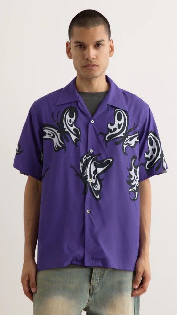 (XS) ニードルズ x タナカ Papillon 半袖 シャツ PURPLE 13,520円