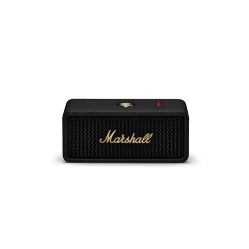 Marshall ワイヤレスポータブル防水スピーカー Emberton III ブラック&ブラス 連続再生32時間/IP67防水仕様/小型/急速充電 【国内正規品】ｍａ