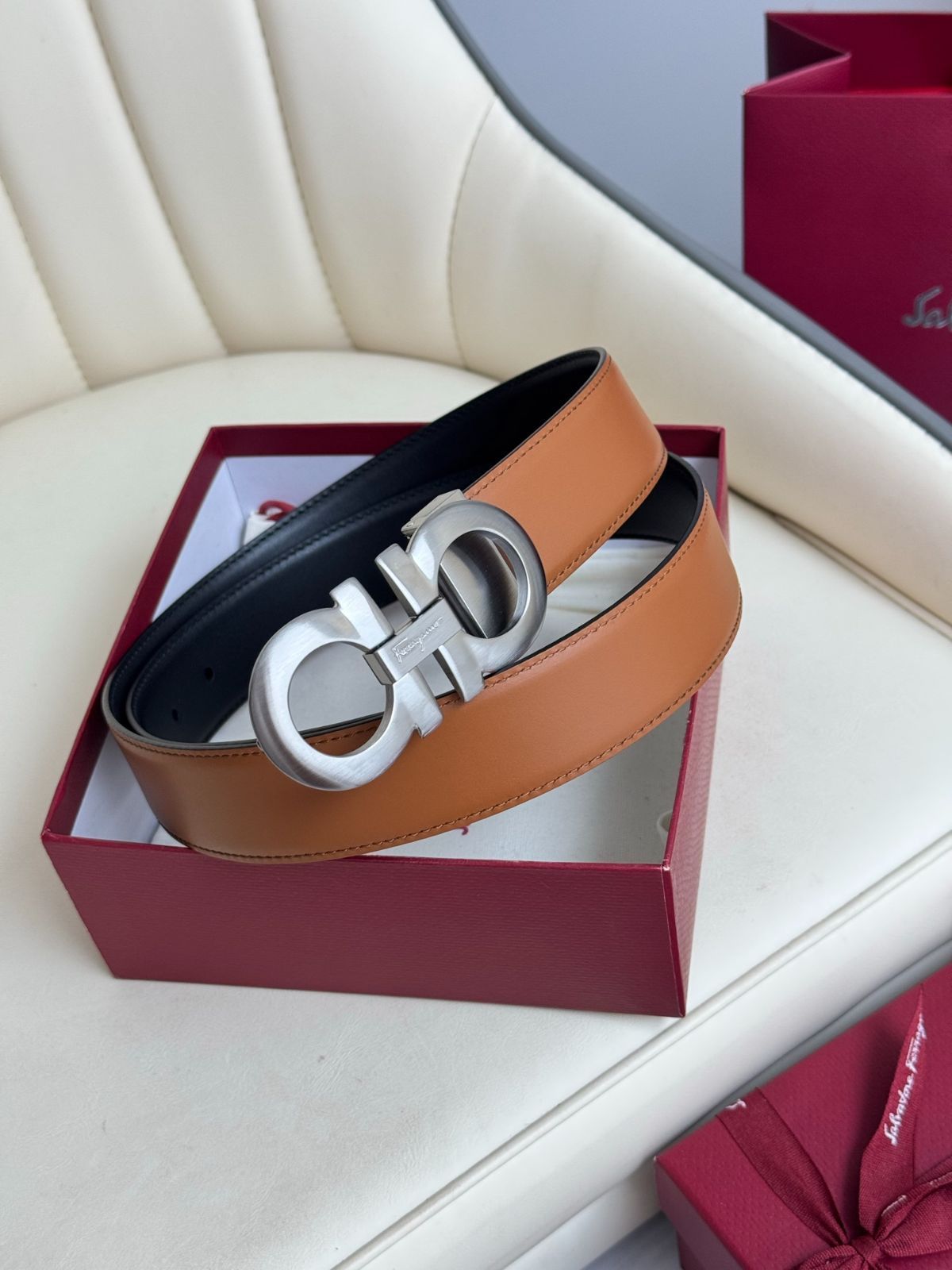 【今日特価】Ferragamo ダブル面使用 本革ベルト-2