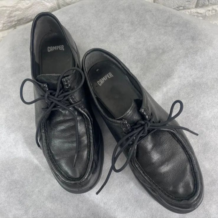 ○CAMPER/カンペール、チロリアンレザー、革靴、紐靴、ブラック、38サイズ