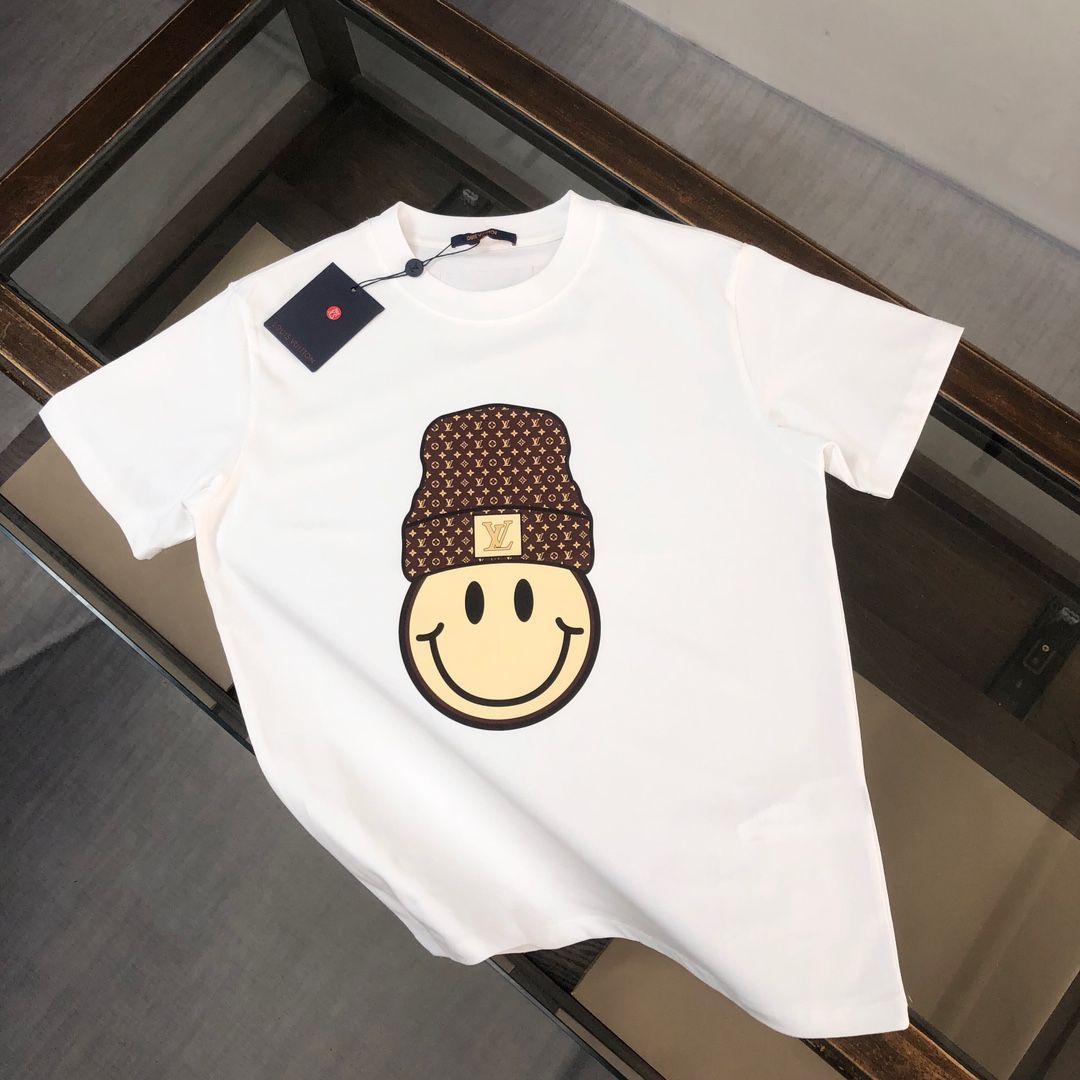 【本日限定特価】Louis Vuitton メンズ カジュアルTシャツ 夏用 270g 高品質コットン 米白/ブラック M-3XL [本日特価|新品未使用品]