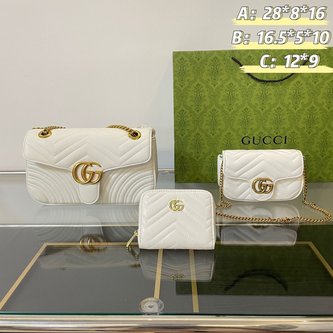 [本日特価] TOP New 2024 高品質3点セット - Gucci マーモントバッグ + チェーンバッグ + 財布 本日限定特別割引！ [本日特価|新品未使用品]