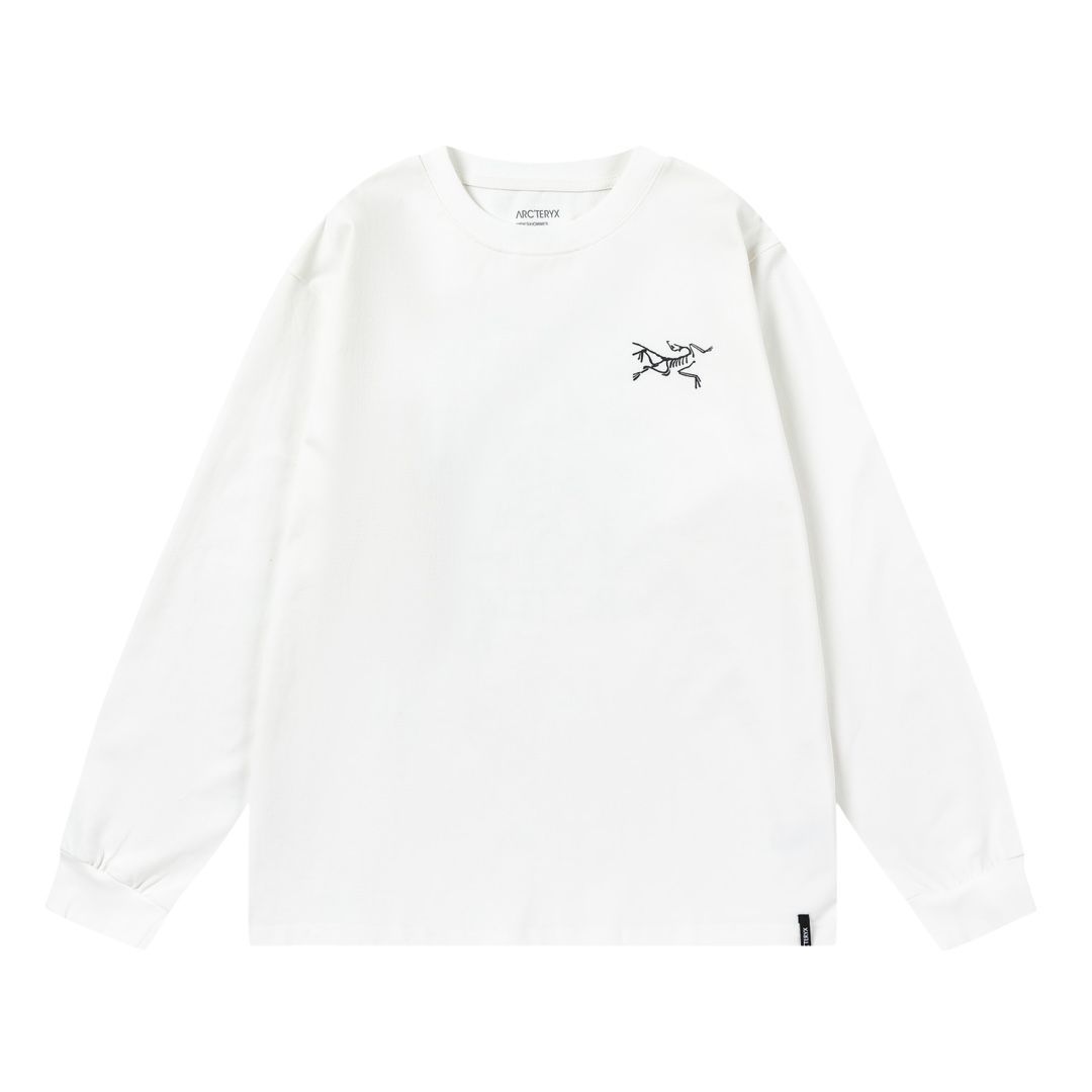【本日限定特価】Arc'teryx メンズ＆レディース ロングスリーブ Tシャツ ロゴプリント ブラック/ホワイト XS-L [本日特価|新品未使用品]