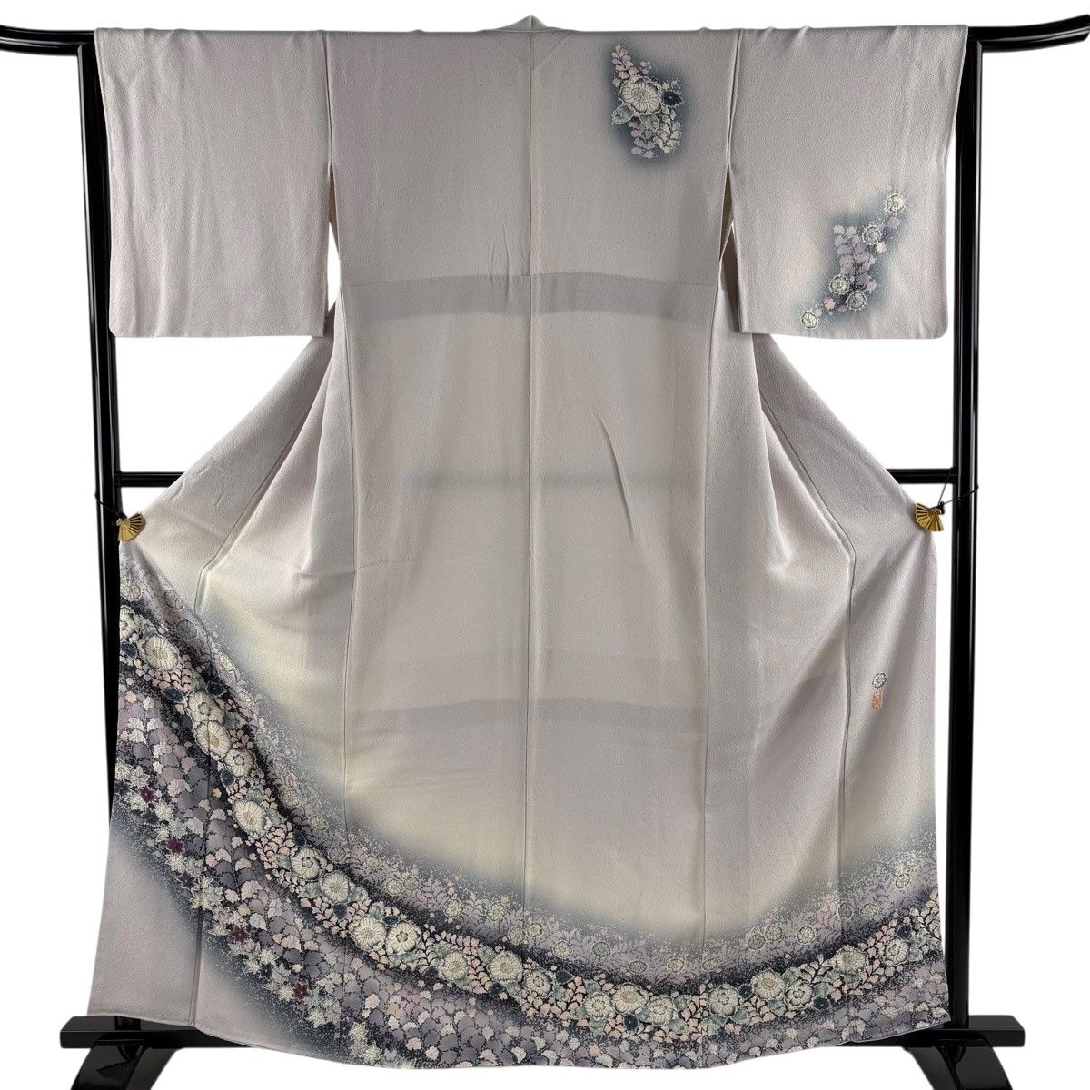 訪問着 身丈161.5cm 裄丈64cm M 袷 翠山工房 落款 辻が花 楓 染め分け ぼかし 薄紫 正絹 名品 【中古】