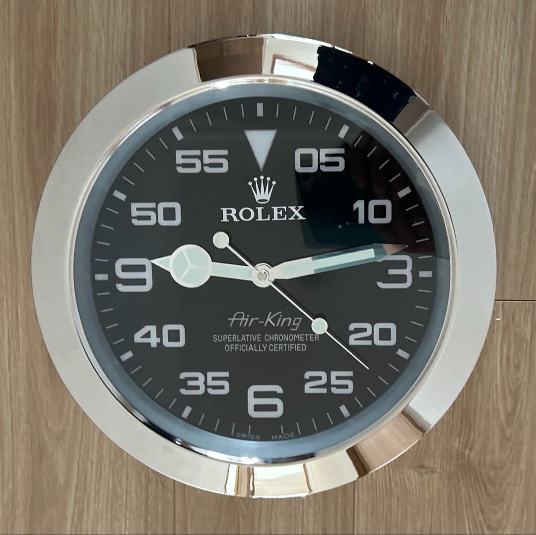 海外販促品 新品 ROLEX掛け時計 エアキング シルバー/ブラック - メルカリ