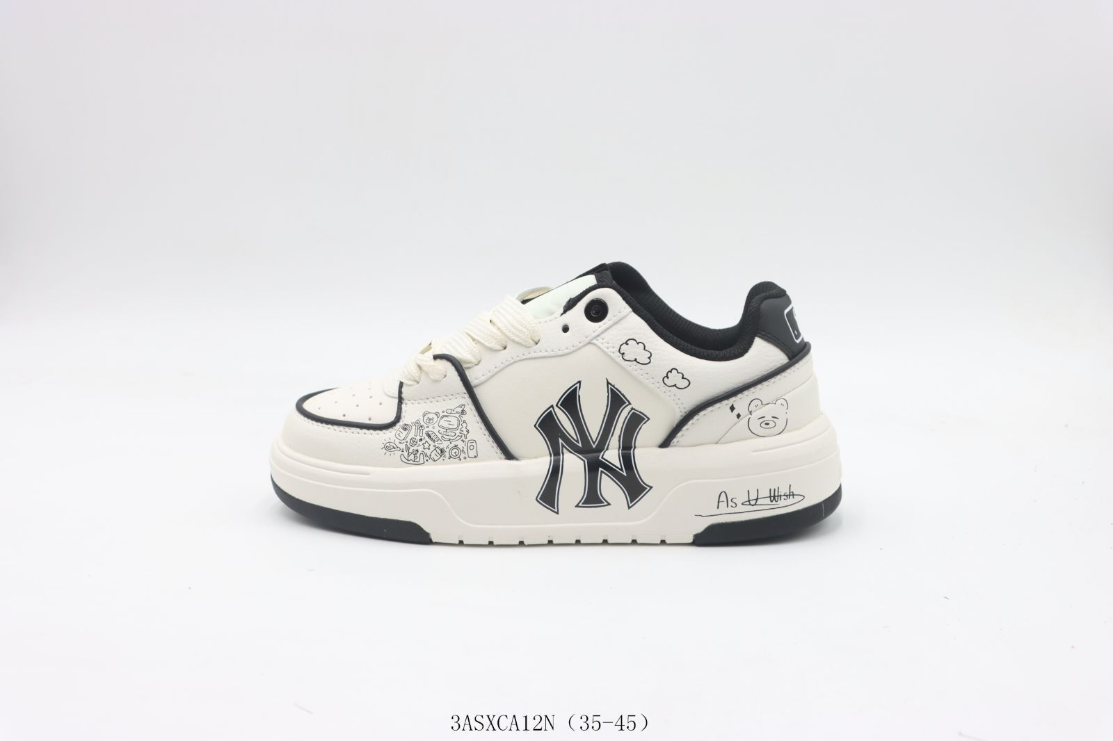 【今日特価】MLB NY MLB のダッドシューズ 白黒 3ASXCA12N