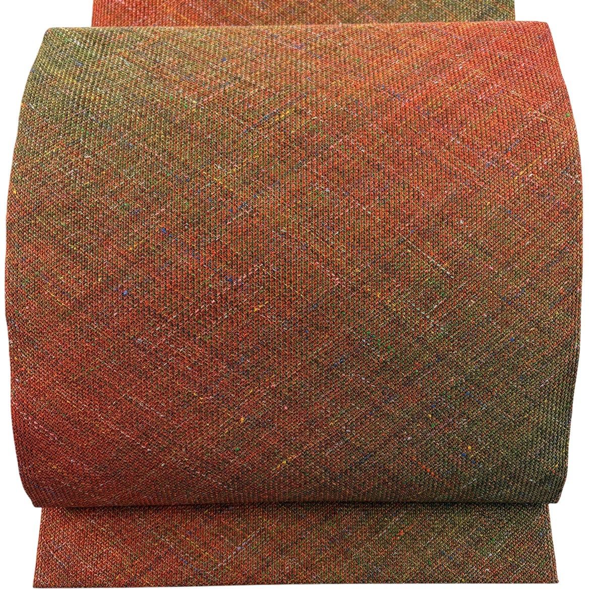 【美品】 名古屋帯 秀品 八寸名古屋帯 松葉仕立て 幾何学模様 金糸 赤茶 正絹 【中古】