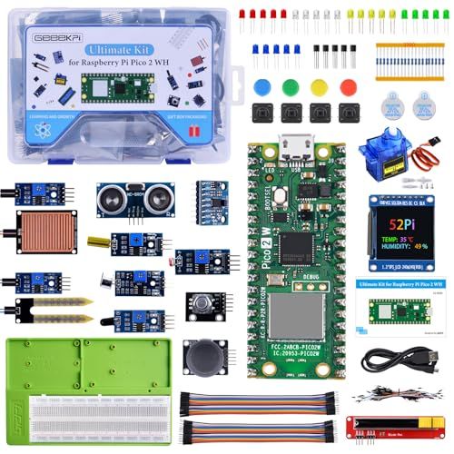 GeeekPi Ultimate Starter Kit for Pico 2W（付属）、デュアルArm Cortex-M33およびデュアルHazard3 RISC-Vマイクロコントローラ、詳細なチュートリアル、複数の記事とプロジェクト、Py 4332e65e