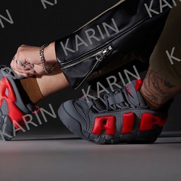 Nike Air More Uptempo Low Dark Grey Light Crimson ナイキ メンズ スニーカー ランニングシューズ
