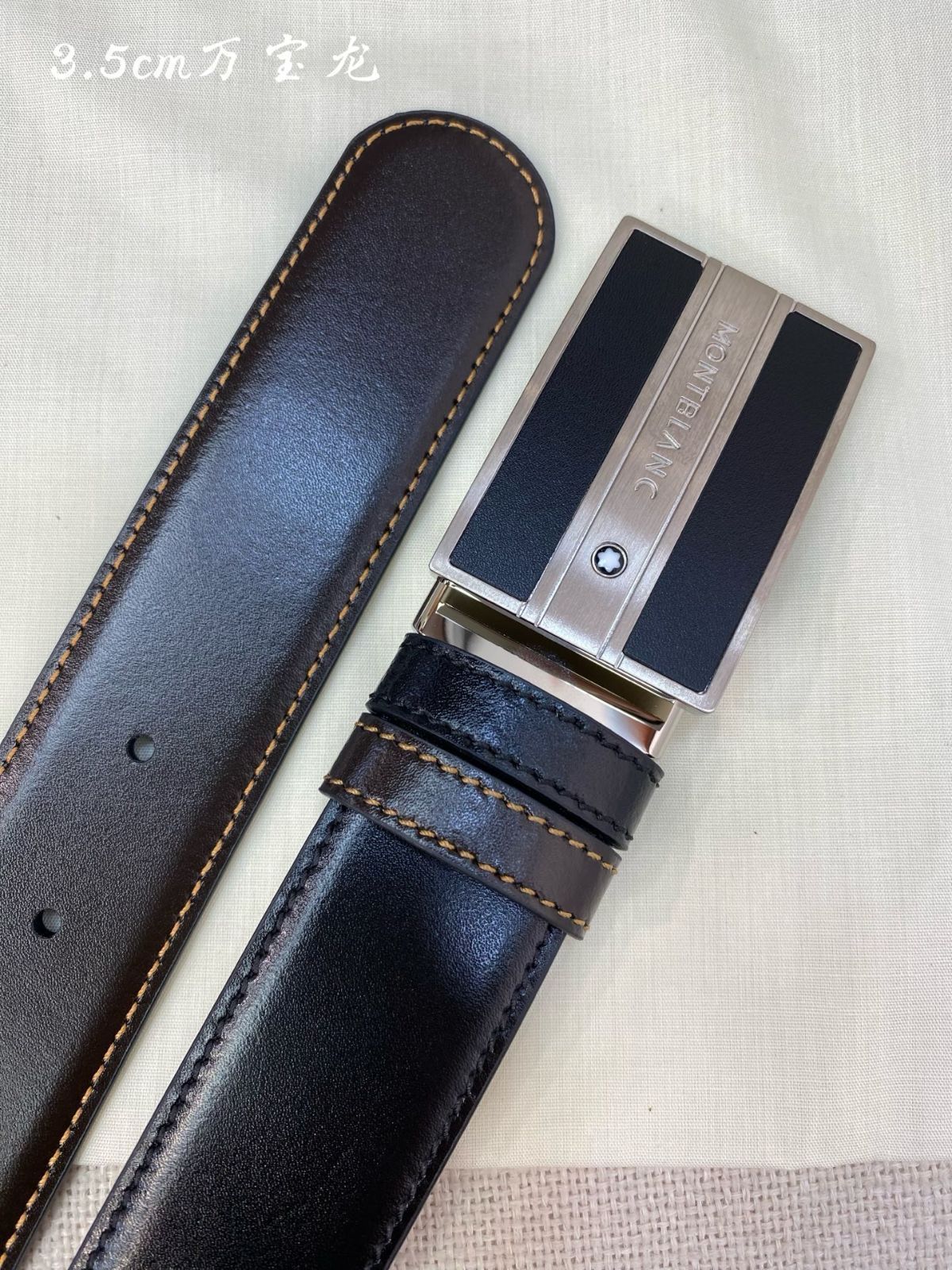 【今日特価】Montblanc 3.0cm レザーベルト-3