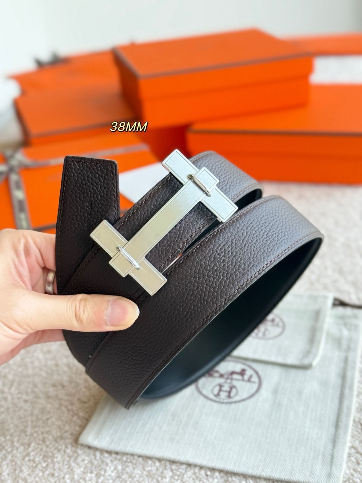 【今日特価】Herm?s H Jumping レザーベルト-3