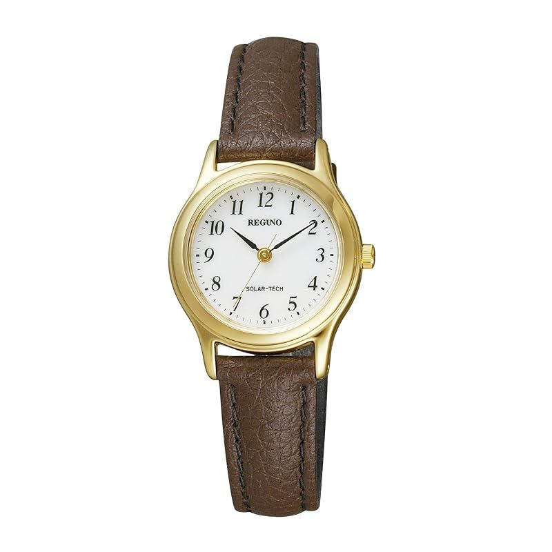 【新品】 [CITIZEN] 腕時計 レディース RS26-0031C (ソーラーテック/牛革バンド/シンプルデザイン) ゴールドカラーケース アラビア数字文字板 ケースサイズ24.2mm ブラウン 茶