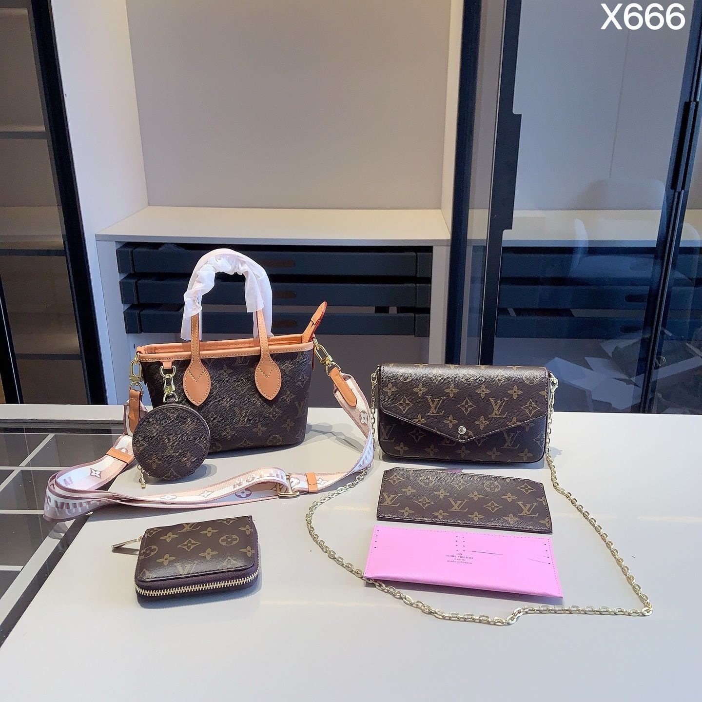 [本日特価] 全新シリーズセット X666 - LV ショッピングバッグBB + LV エンベロープバッグ + LV 財布 本日限定特別割引！[本日特価|新品未使用品]