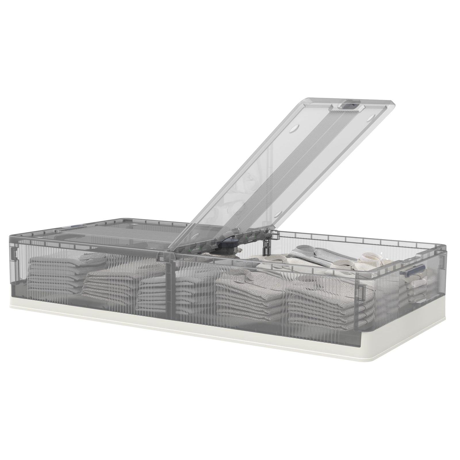 FLEXISPOT ベッド下収納ケース ベッド下収納ボックス 衣装ケース 収納ケース 収納ボックス コンテナ ボックス ベッド下収納 STD 折り畳み式 積み重ね可能 キャスター付き 衣類収納 書類収納 大容量 (グレー, 100L(高さ20cm))ｍａ