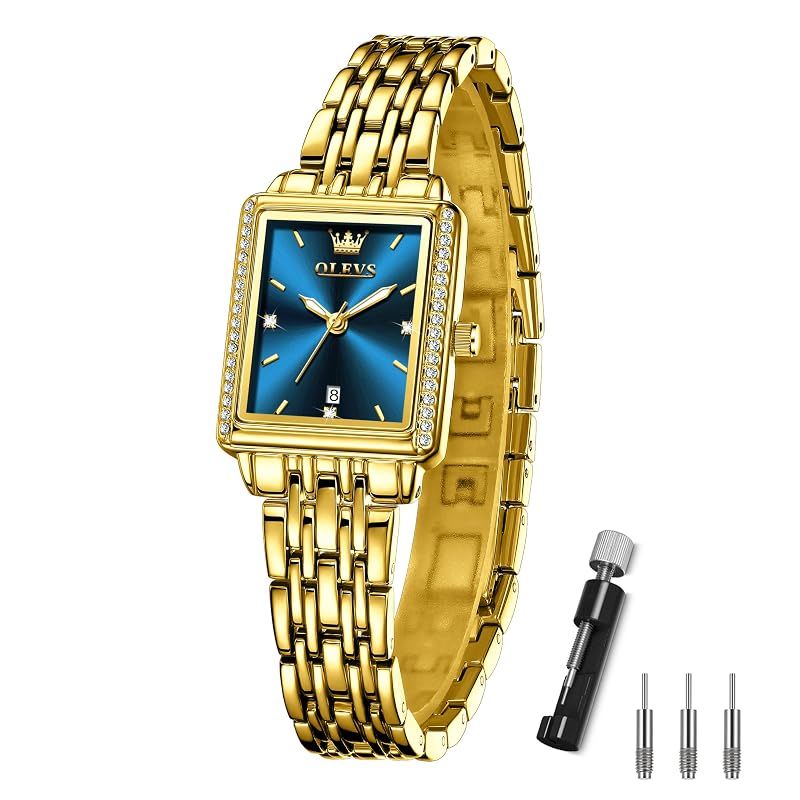 【新品】 OLEVS 腕時計 レディース 四角い ゴールド 人気 とけい腕時 計 Golden Watch for Women 防水 クォーツ 婦人用腕時 計 アナログ ビジネスうで時計 レディース キラキラ きれい おしゃれ Ladies Watch 女性用